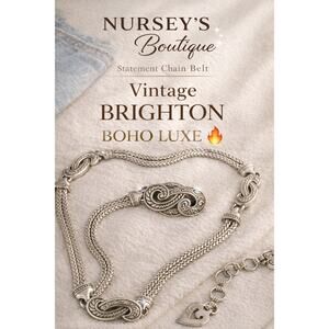 Brighton Silver Chain Belt Heart Charm Adjustable Boho Western 37"